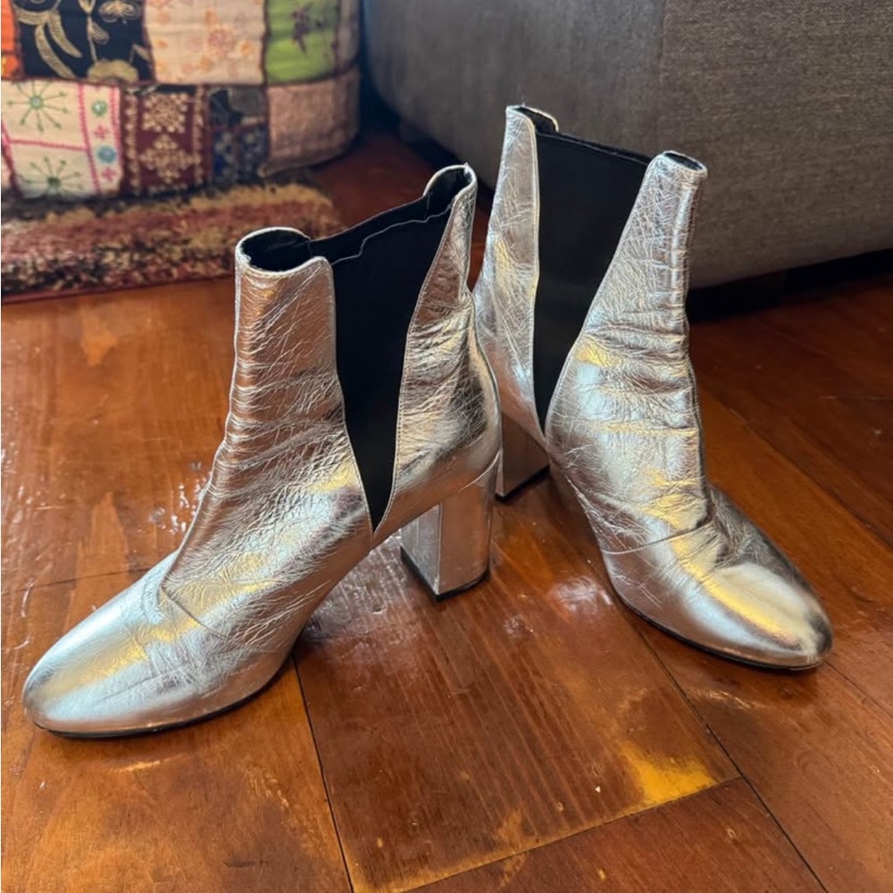 Rebecca Minkoff Metallic Silver Ankle Booties